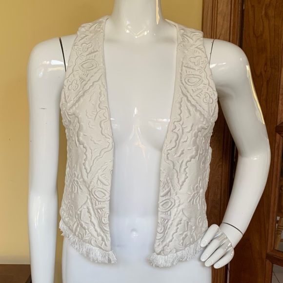 H&M Jackets & Blazers - H&M White Embroidered Vest